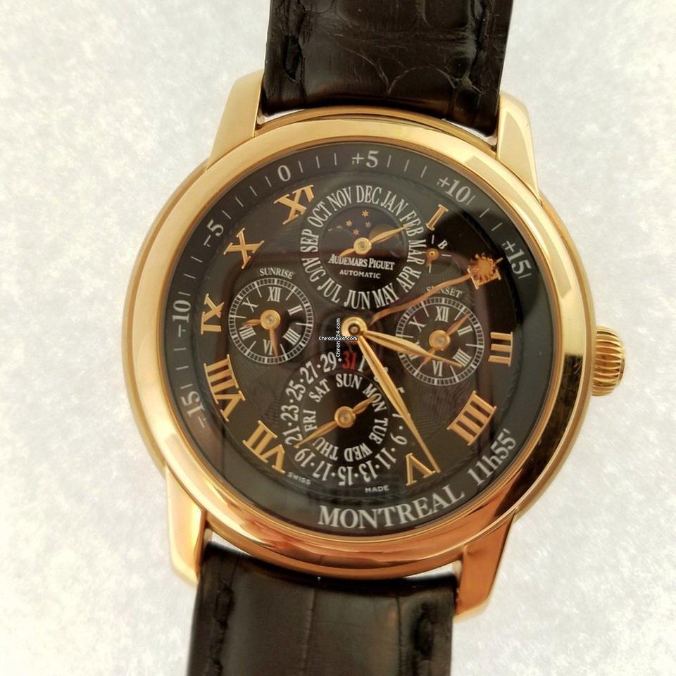 Audemars Piguet Jules Audemars Automatic Men's Watch Rose Gold Case With Leather Strap Authentic Luxury Timepiece