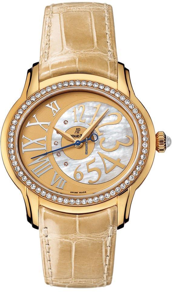 Audemars Piguet Millenary Ladies Automatic Women's Watch Yellow Gold Case With Leather Strap Authentic Luxury Timepiece