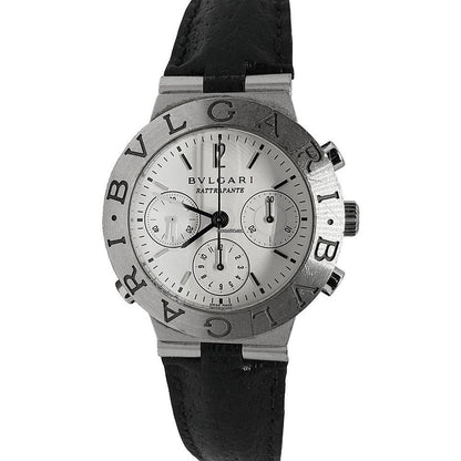 Bulgari Diagono Automatic Men's Watch White Gold Case With Leather Strap Authentic Luxury Timepiece