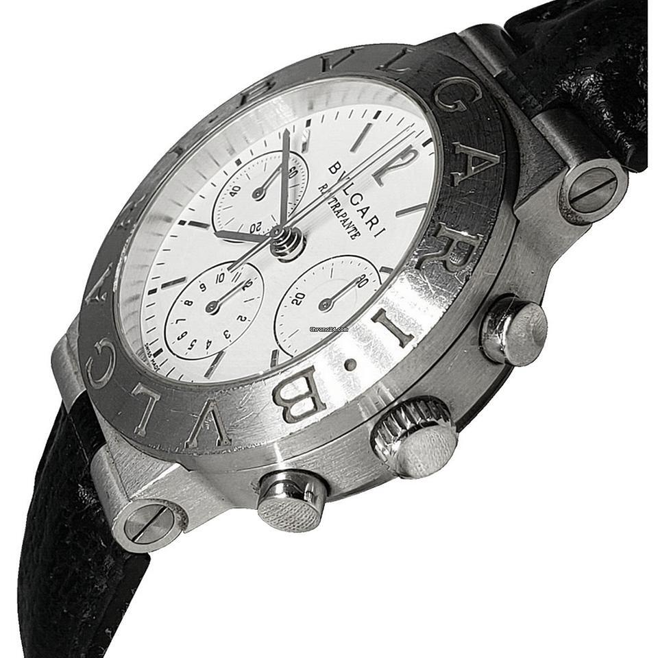 Bulgari Diagono Automatic Men's Watch White Gold Case With Leather Strap Authentic Luxury Timepiece