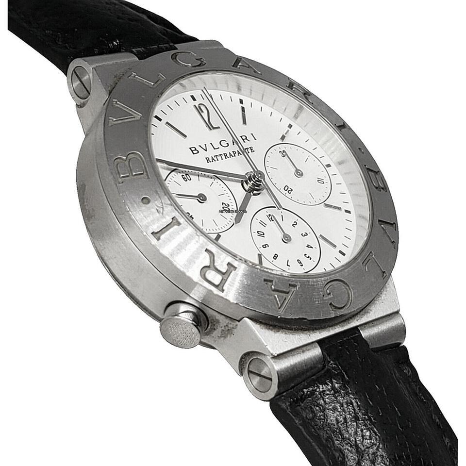 Bulgari Diagono Automatic Men's Watch White Gold Case With Leather Strap Authentic Luxury Timepiece