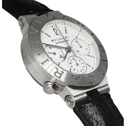 Bulgari Diagono Automatic Men's Watch White Gold Case With Leather Strap Authentic Luxury Timepiece