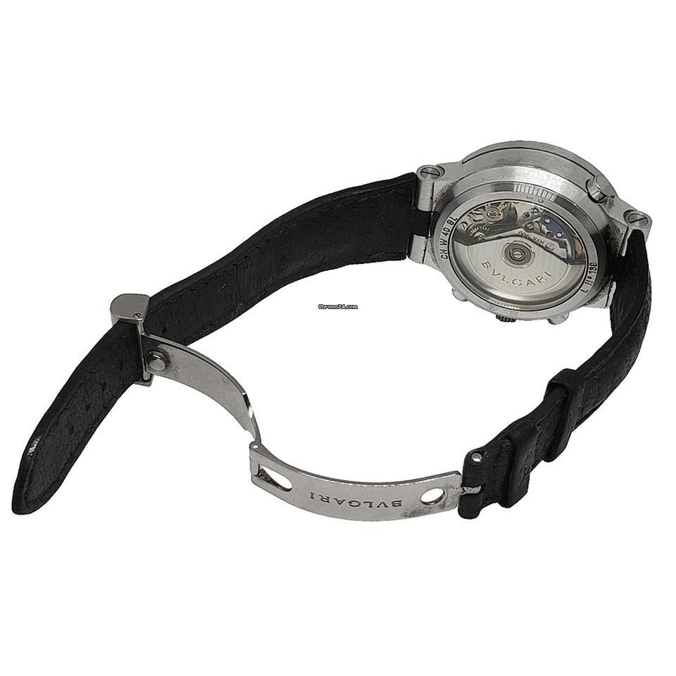 Bulgari Diagono Automatic Men's Watch White Gold Case With Leather Strap Authentic Luxury Timepiece