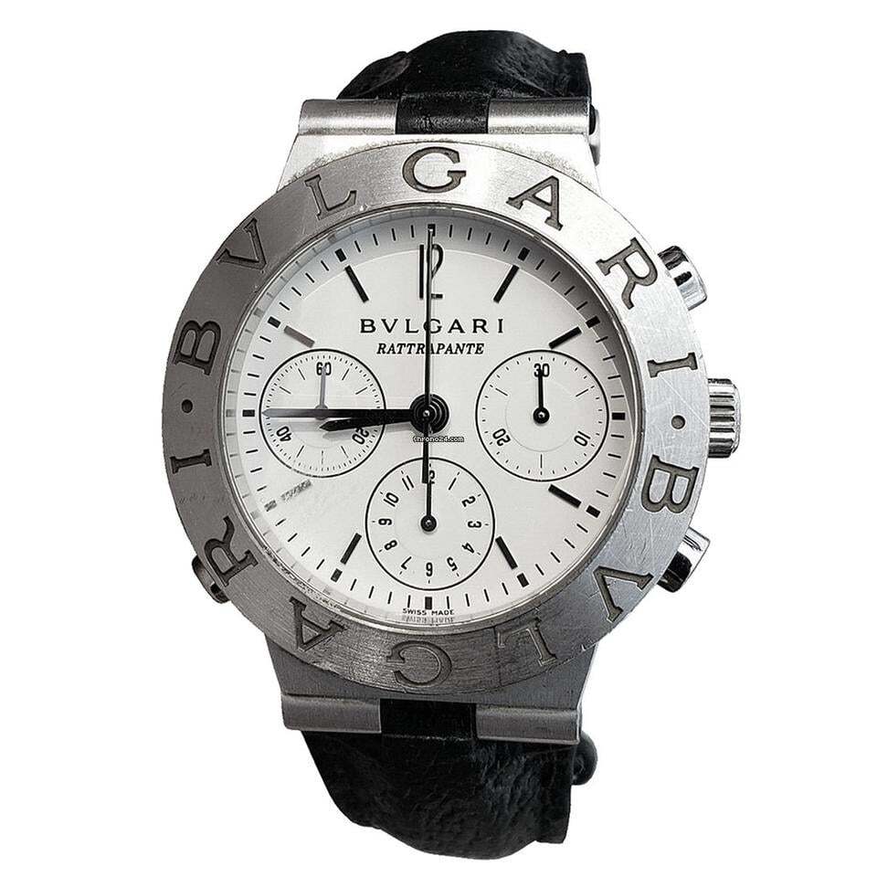 Bulgari Diagono Automatic Men's Watch White Gold Case With Leather Strap Authentic Luxury Timepiece