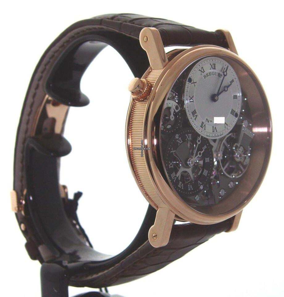Breguet Tradition Manual winding Men's Watch Rose Gold Case With Leather Strap Authentic Luxury Timepiece