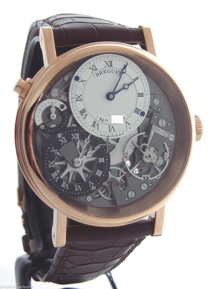 Breguet Tradition Manual winding Men's Watch Rose Gold Case With Leather Strap Authentic Luxury Timepiece