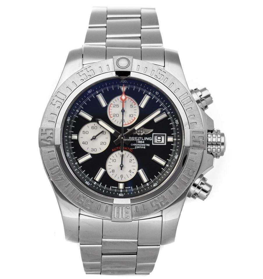 Breitling Super Avenger II Automatic Men's Watch With Steel Case and Strap Authentic Luxury Timepiece