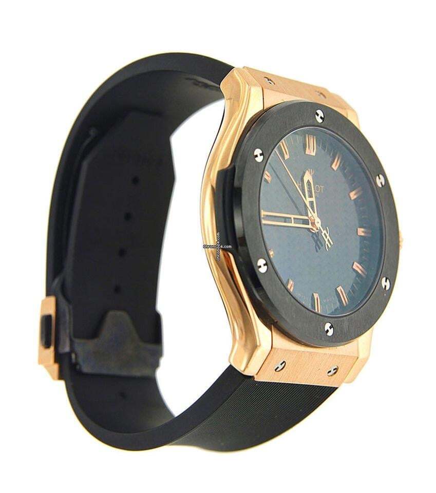 Hublot Classic Fusion Automatic Men's Watch Rose Gold Case With Rubber Strap Authentic Luxury Timepiece