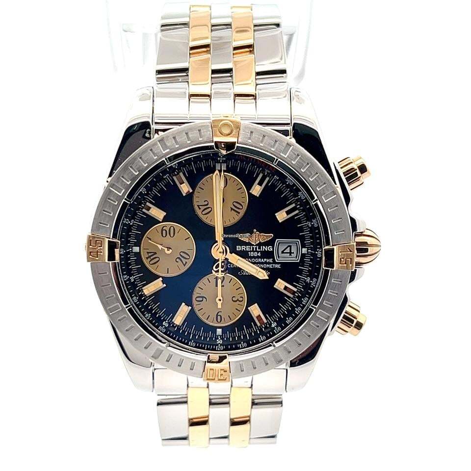 Breitling Chronomat Evolution Automatic Men's Watch Steel Case With Gold/Steel Strap Authentic Luxury Timepiece