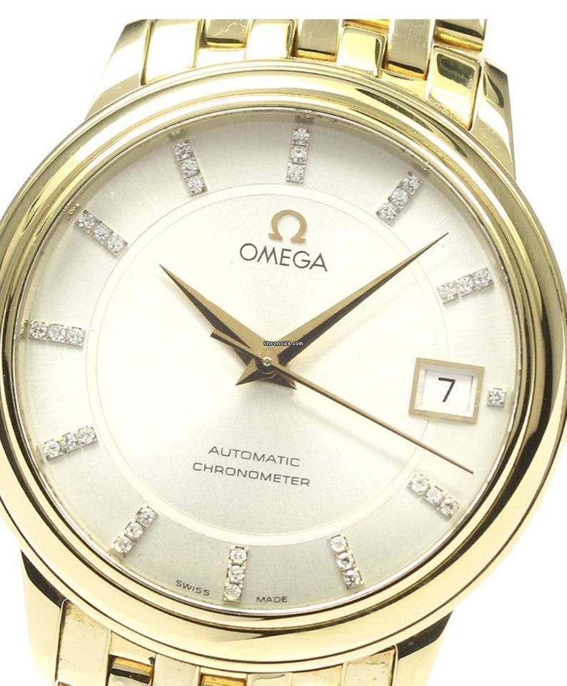 Omega De Ville Prestige Automatic Men's Watch With Yellow Gold Case and Strap Authentic Luxury Timepiece