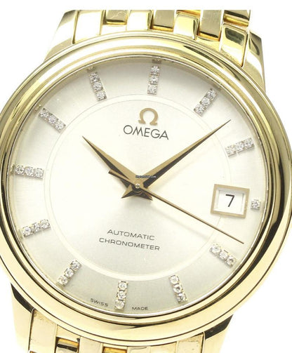 Omega De Ville Prestige Automatic Men's Watch With Yellow Gold Case and Strap Authentic Luxury Timepiece