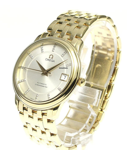 Omega De Ville Prestige Automatic Men's Watch With Yellow Gold Case and Strap Authentic Luxury Timepiece
