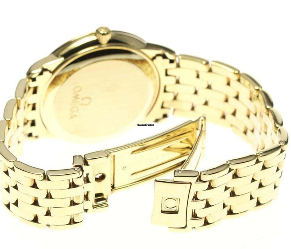 Omega De Ville Prestige Automatic Men's Watch With Yellow Gold Case and Strap Authentic Luxury Timepiece