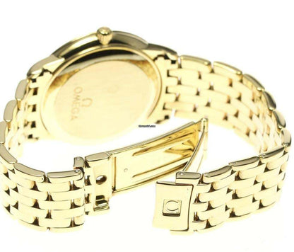 Omega De Ville Prestige Automatic Men's Watch With Yellow Gold Case and Strap Authentic Luxury Timepiece