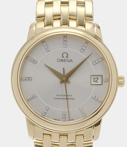 Omega De Ville Prestige Automatic Men's Watch With Yellow Gold Case and Strap Authentic Luxury Timepiece