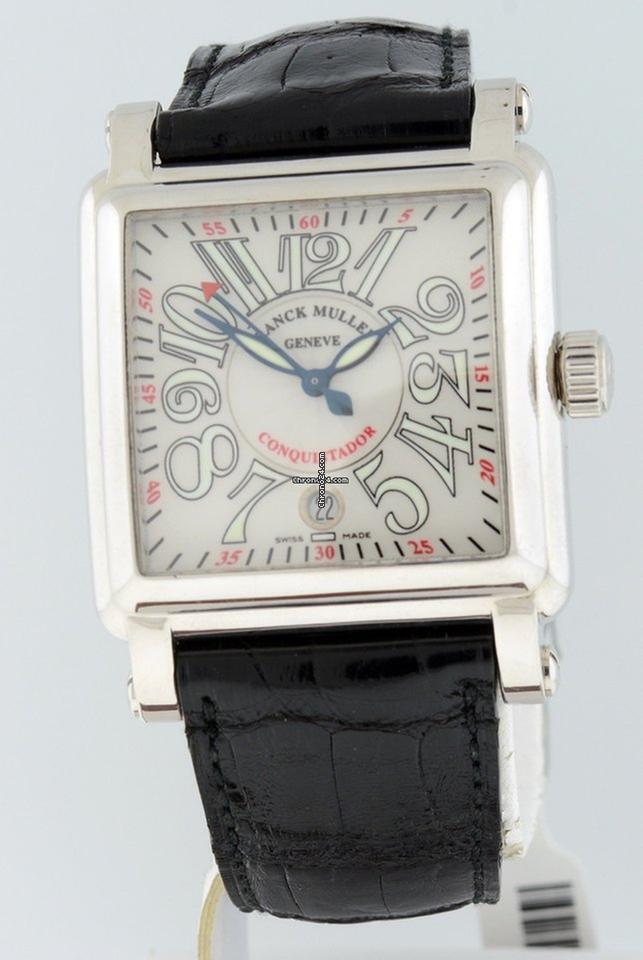 Franck Muller Automatic Men's Watch White Gold Case With Leather Strap Authentic Luxury Timepiece