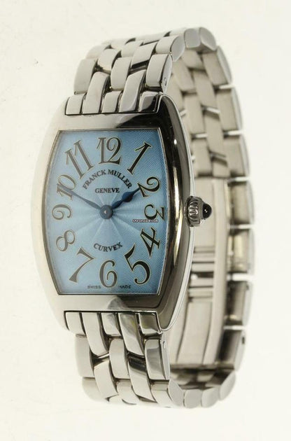Franck Muller Cintrée Curvex Quartz Women's Watch With Steel Case and Strap Authentic Luxury Timepiece