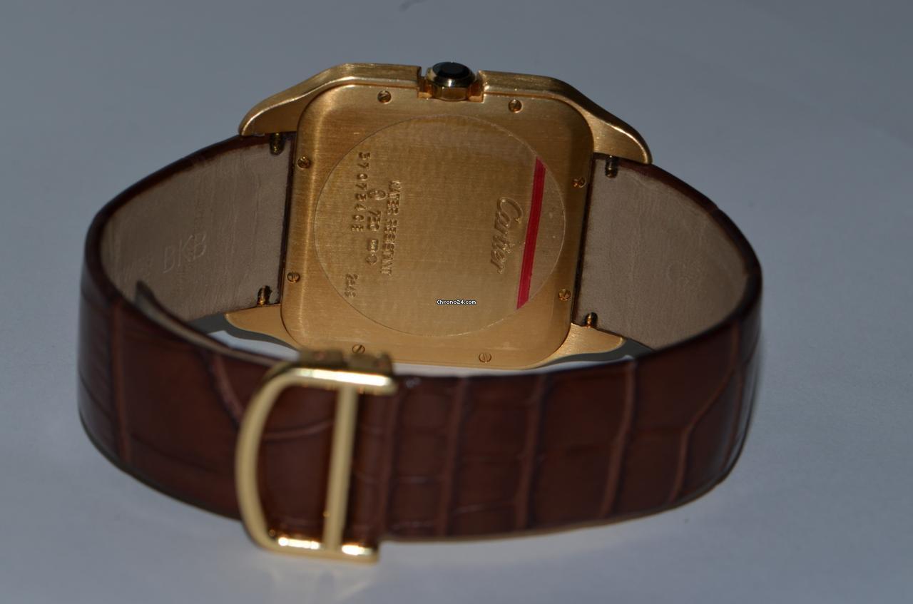 Cartier Santos Dumont Manual winding Men's Watch Rose Gold Case With Leather Strap Authentic Luxury Timepiece