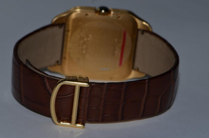 Cartier Santos Dumont Manual winding Men's Watch Rose Gold Case With Leather Strap Authentic Luxury Timepiece