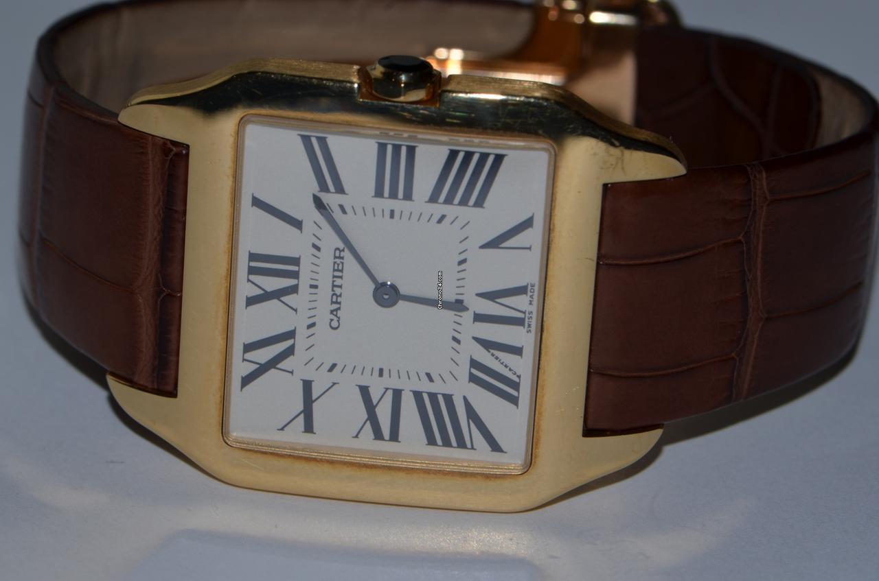 Cartier Santos Dumont Manual winding Men's Watch Rose Gold Case With Leather Strap Authentic Luxury Timepiece