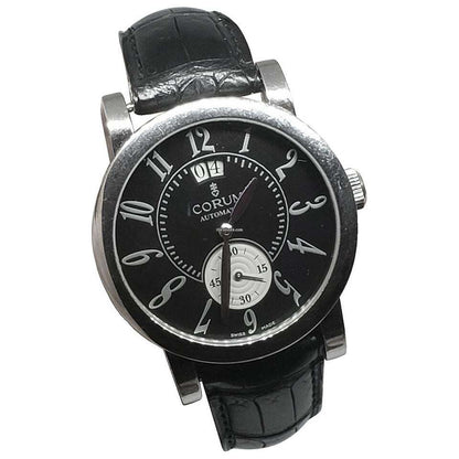 Corum Automatic Unisex Watch Steel Case With Crocodile skin Strap Authentic Luxury Timepiece