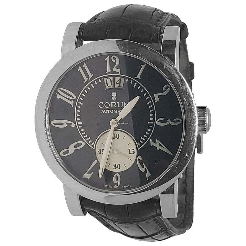 Corum Automatic Unisex Watch Steel Case With Crocodile skin Strap Authentic Luxury Timepiece