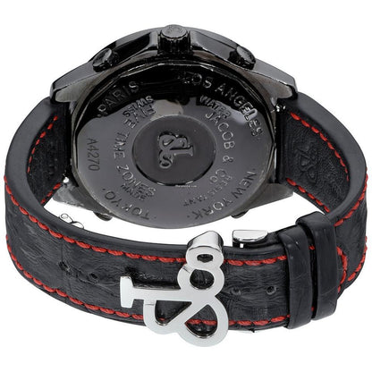 Jacob & Co. Quartz Men's Watch Steel Case With Leather Strap Authentic Luxury Timepiece