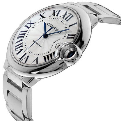 Cartier Ballon Bleu 42mm Automatic Men's Watch With White Gold Case and Strap Authentic Luxury Timepiece