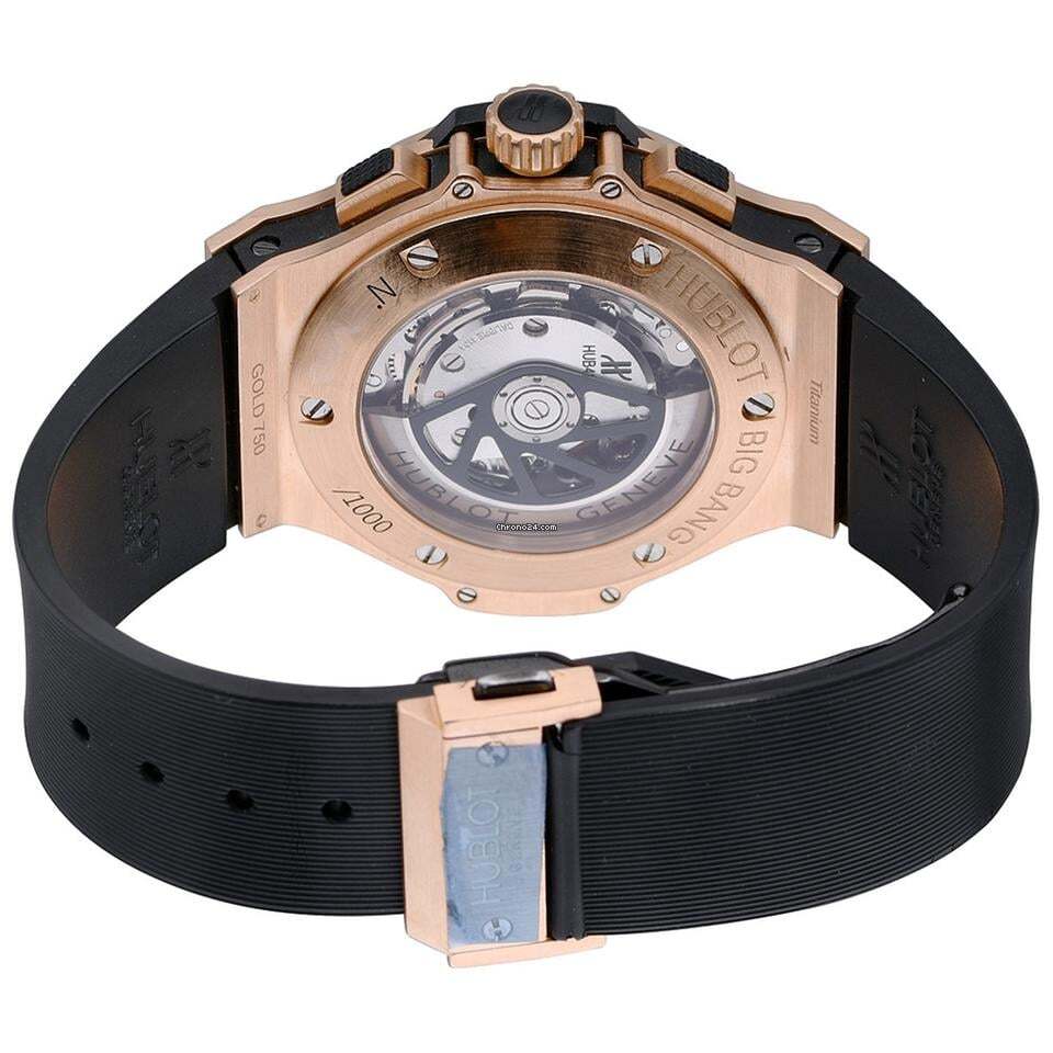 Hublot Big Bang 44 mm Automatic Men's Watch Rose Gold Case With Rubber Strap Authentic Luxury Timepiece