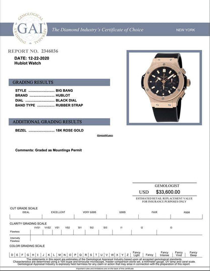 Hublot Big Bang 44 mm Automatic Men's Watch Rose Gold Case With Rubber Strap Authentic Luxury Timepiece