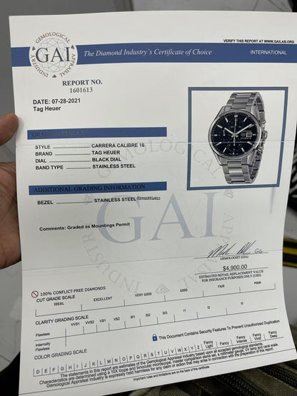 TAG Heuer Carrera Calibre 16 Automatic Men's Watch With Steel Case and Strap Authentic Luxury Timepiece