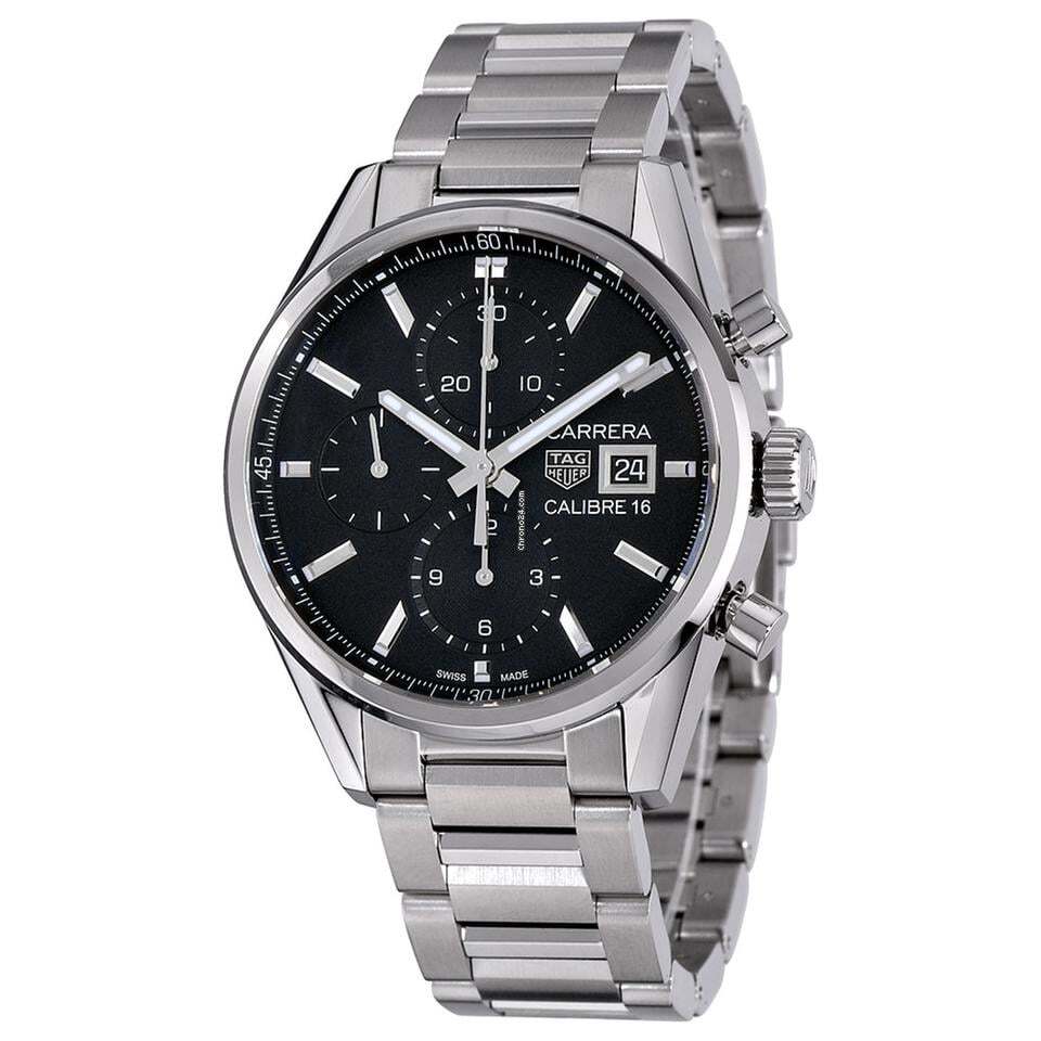 TAG Heuer Carrera Calibre 16 Automatic Men's Watch With Steel Case and Strap Authentic Luxury Timepiece