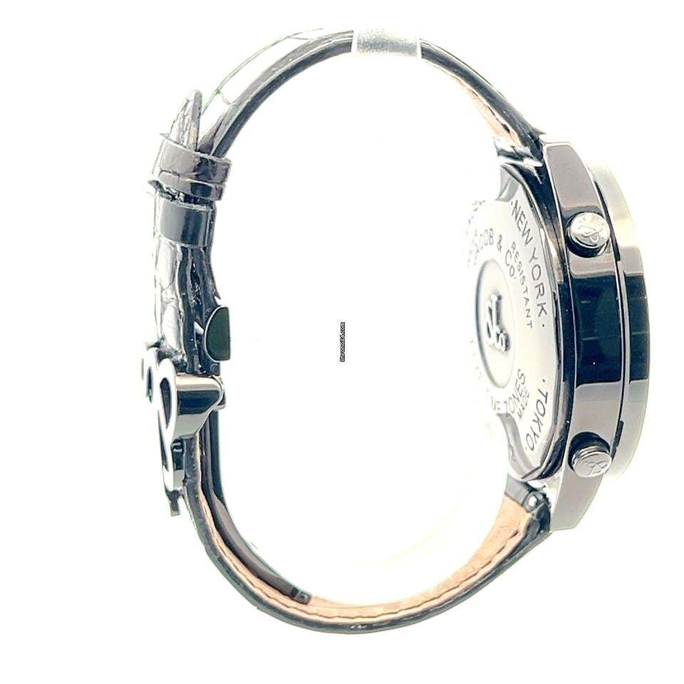 Jacob & Co. Five Time Zone Quartz Men's Watch Steel Case With Leather Strap Authentic Luxury Timepiece
