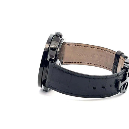 Jacob & Co. Five Time Zone Quartz Men's Watch Steel Case With Leather Strap Authentic Luxury Timepiece