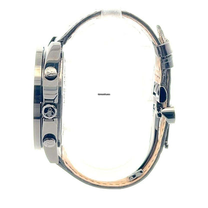 Jacob & Co. Five Time Zone Quartz Men's Watch Steel Case With Leather Strap Authentic Luxury Timepiece