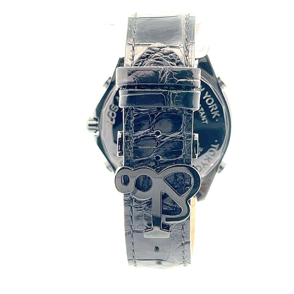 Jacob & Co. Five Time Zone Quartz Men's Watch Steel Case With Leather Strap Authentic Luxury Timepiece