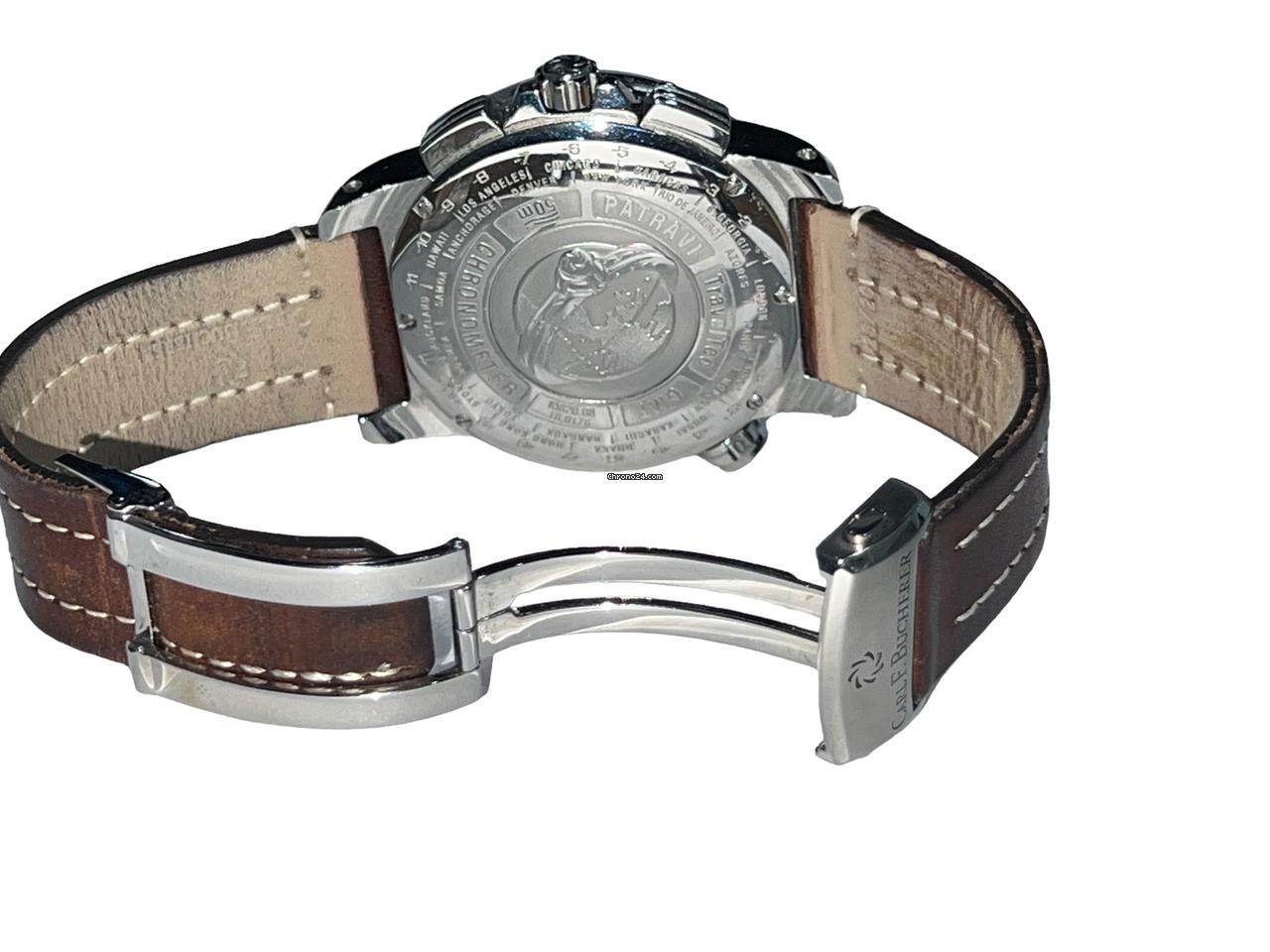 Carl F. Bucherer Patravi Automatic Men's Watch Steel Case With Leather Strap Authentic Luxury Timepiece