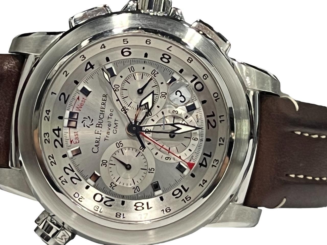 Carl F. Bucherer Patravi Automatic Men's Watch Steel Case With Leather Strap Authentic Luxury Timepiece