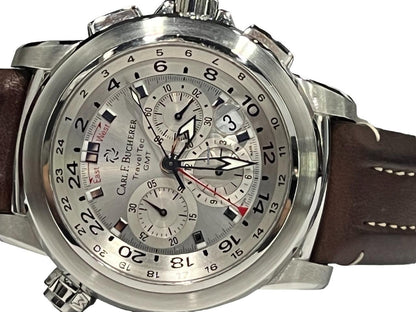 Carl F. Bucherer Patravi Automatic Men's Watch Steel Case With Leather Strap Authentic Luxury Timepiece