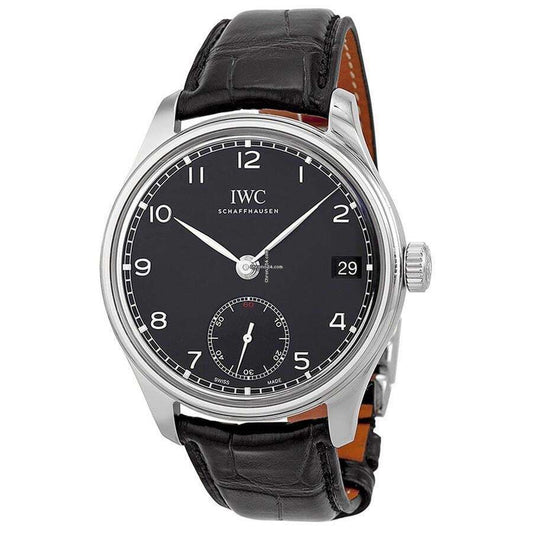 IWC Portuguese Hand-Wound Manual winding Men's Watch Steel Case With Leather Strap Authentic Luxury Timepiece