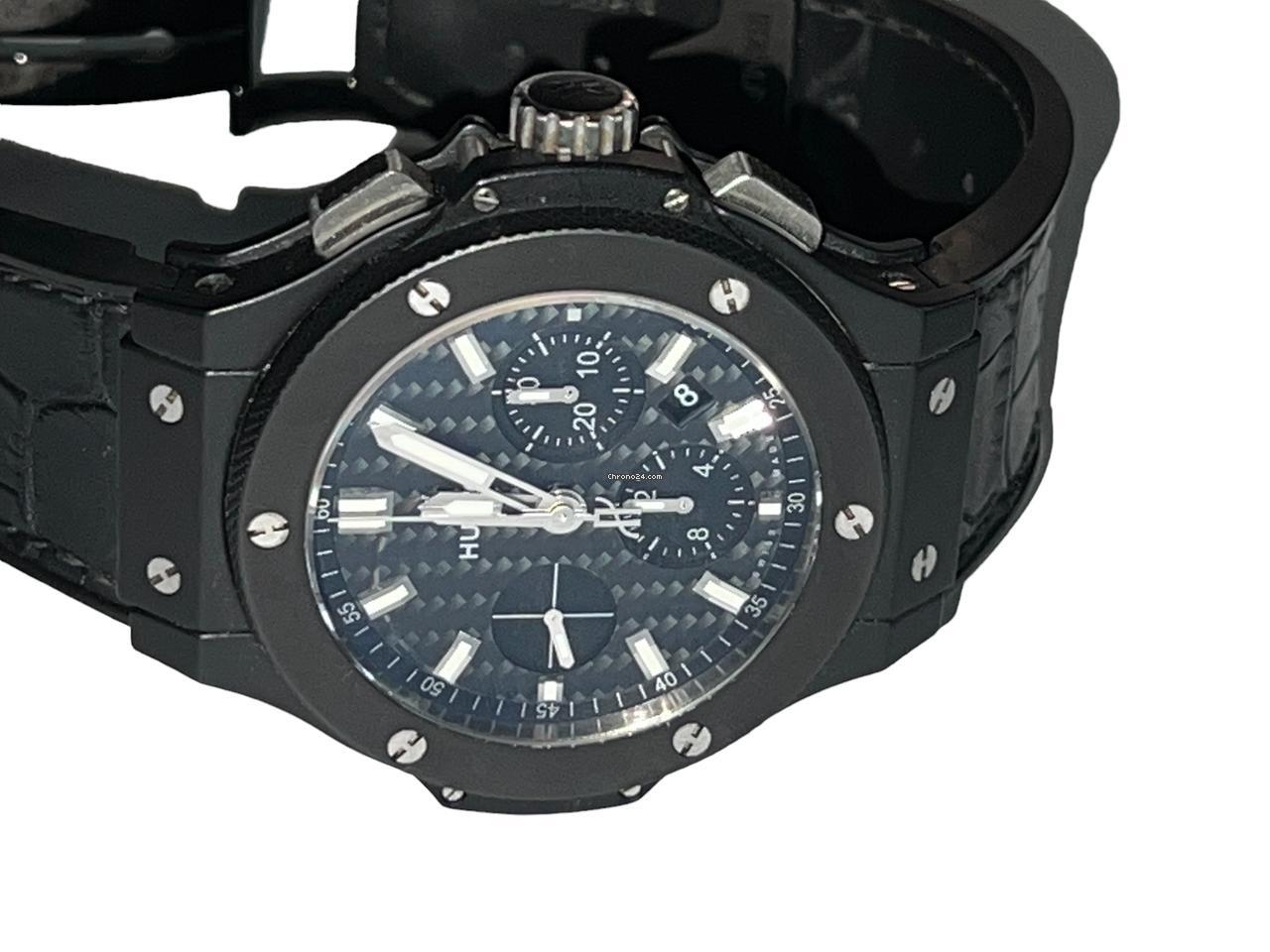 Hublot Big Bang 44 mm Automatic Men's Watch Ceramic Case With Leather Strap Authentic Luxury Timepiece