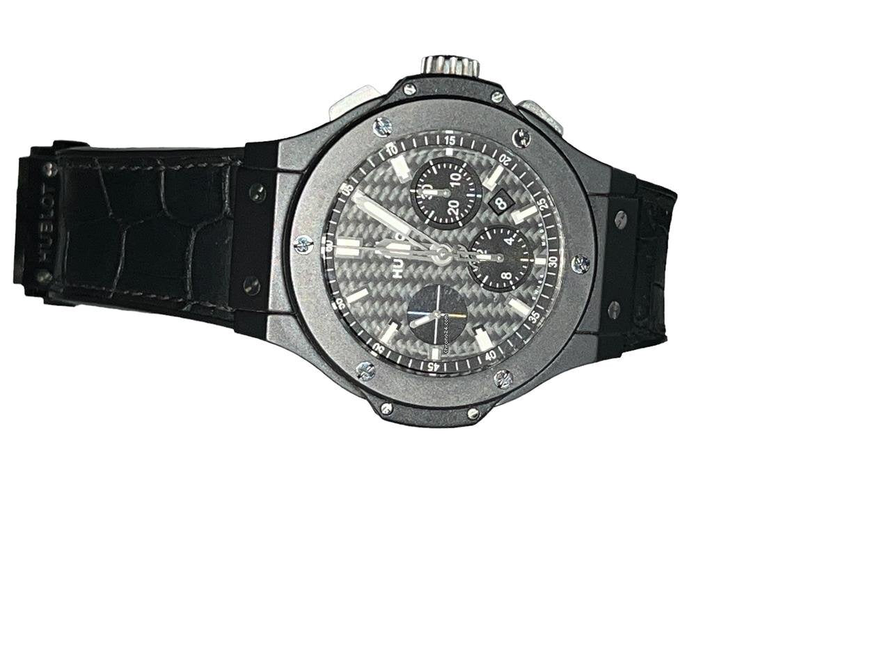 Hublot Big Bang 44 mm Automatic Men's Watch Ceramic Case With Leather Strap Authentic Luxury Timepiece