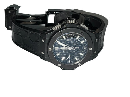 Hublot Big Bang 44 mm Automatic Men's Watch Ceramic Case With Leather Strap Authentic Luxury Timepiece