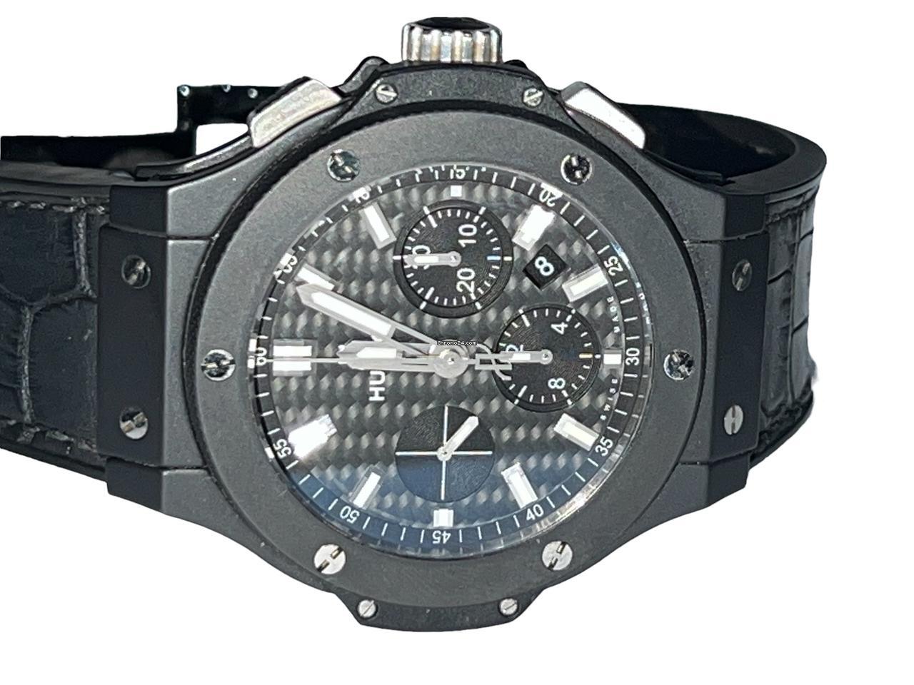 Hublot Big Bang 44 mm Automatic Men's Watch Ceramic Case With Leather Strap Authentic Luxury Timepiece