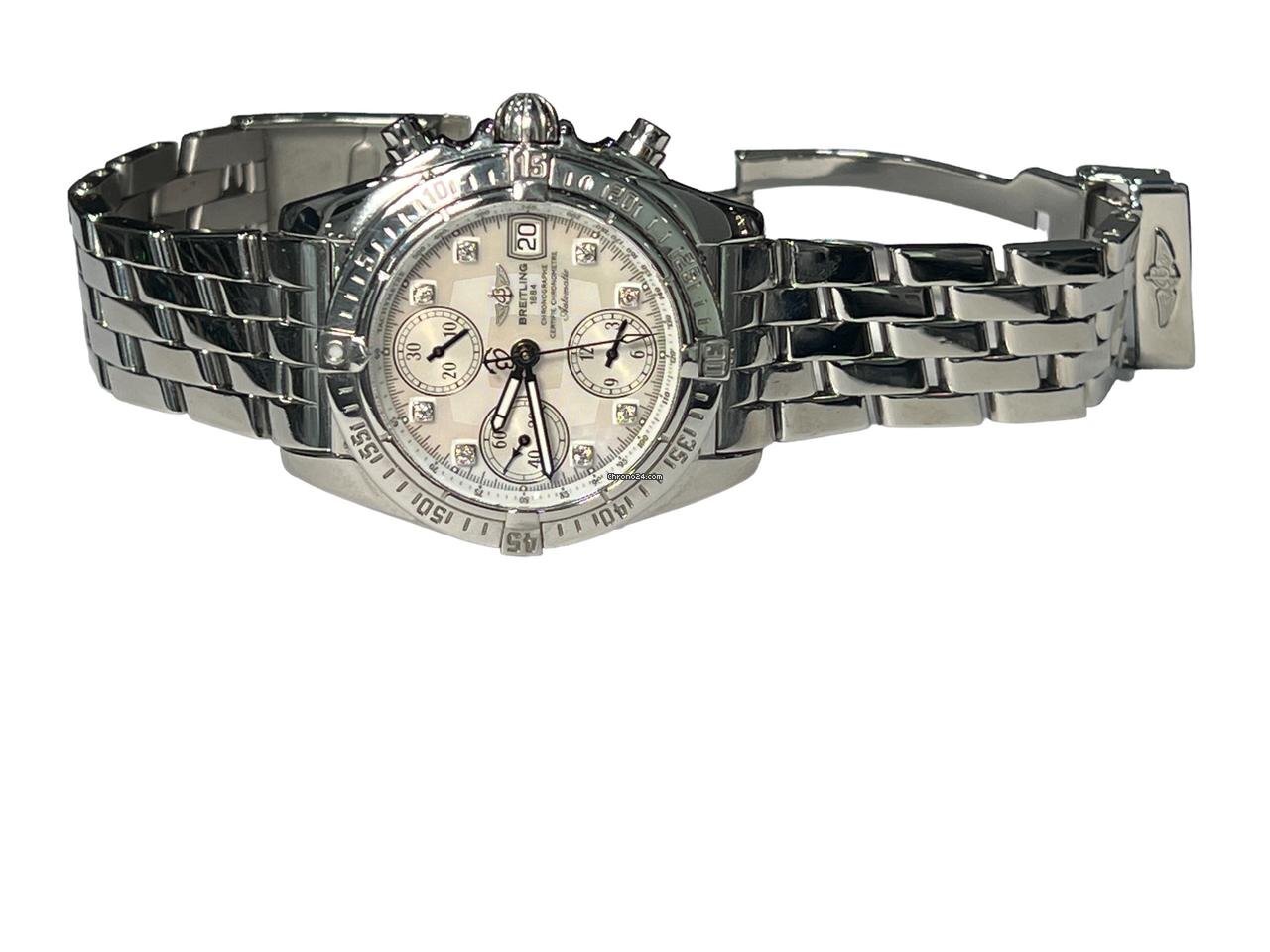 Breitling Chrono Cockpit Automatic Men's Watch With Steel Case and Strap Authentic Luxury Timepiece
