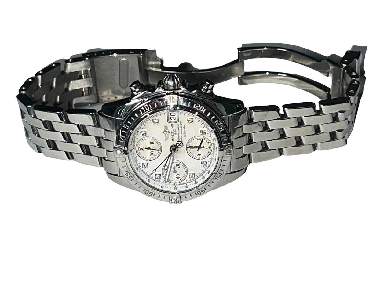 Breitling Chrono Cockpit Automatic Men's Watch With Steel Case and Strap Authentic Luxury Timepiece