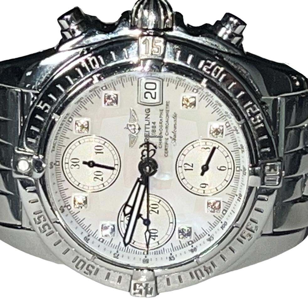 Breitling Chrono Cockpit Automatic Men's Watch With Steel Case and Strap Authentic Luxury Timepiece