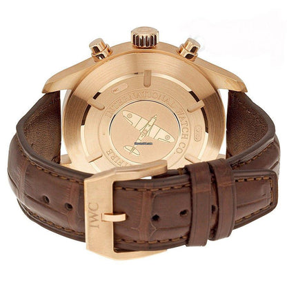 IWC Pilot Spitfire Chronograph Automatic Men's Watch Rose Gold Case With Leather Strap Authentic Luxury Timepiece