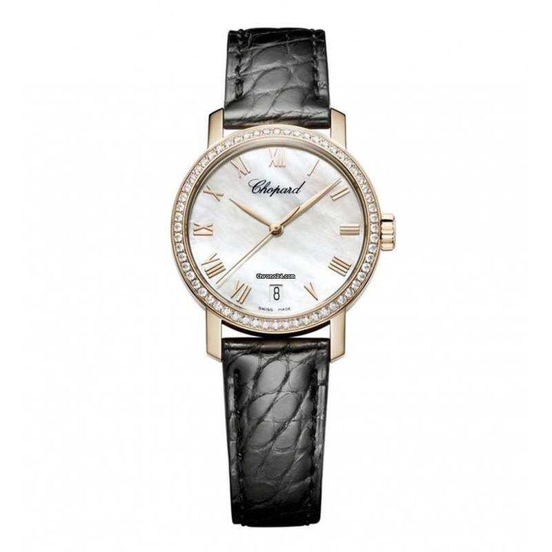 Chopard Classic Automatic Women's Watch Rose Gold Case With Leather Strap Authentic Luxury Timepiece