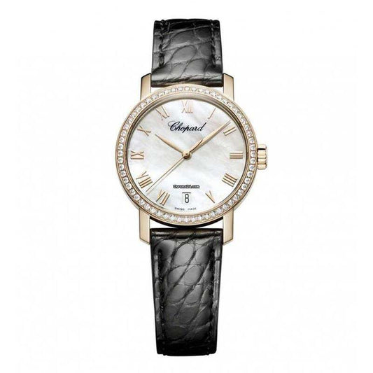 Chopard Classic Automatic Women's Watch Rose Gold Case With Leather Strap Authentic Luxury Timepiece